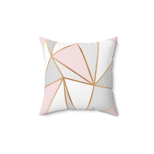 Abstract Geometric Pillow in Pink, Grey and Gold