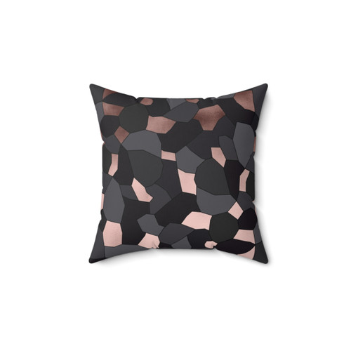 Rose Gold Grey and Black Mosaic Decorative Throw Pillow