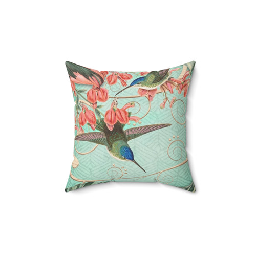 Tropical Mint and Coral Collage Pillow