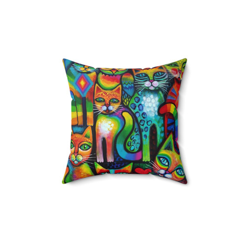 Whimsical Owl and Cat Decorative Pillow