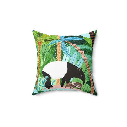 Tropical Tapir Family Print Pillow