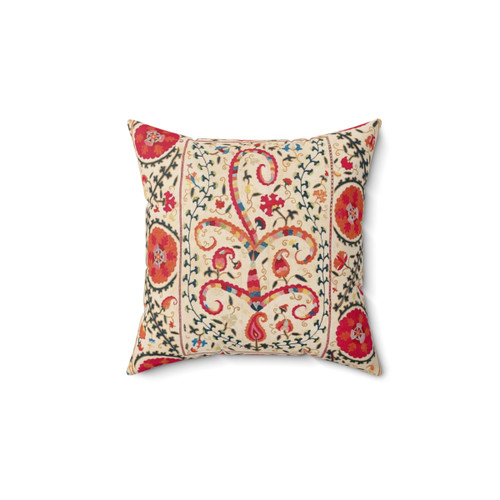 Kermina Suzani Uzbekistan Embroidery Print Throw Pillow