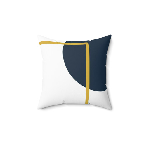 Abstract Geometric Navy Blue, Mustard Yellow, and White Throw Pillow