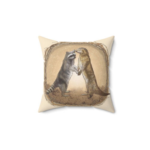 Cute Raccoon and Otter Plush Pillow for Romantic Decor