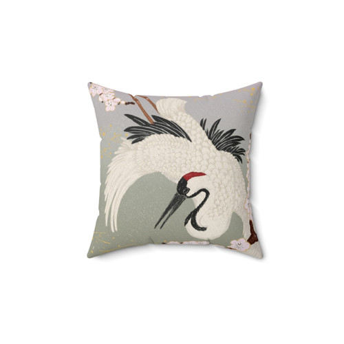 Elegant Japanese Crane Decorative Pillow