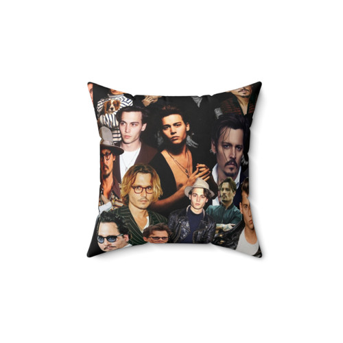 Collage Pillow with Images of Actor Johnny Depp