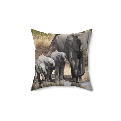 Elephant Mom and Babies Plush Pillow