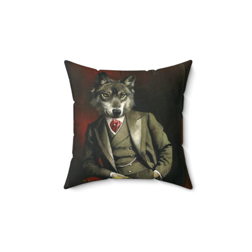 Vintage Victorian Wolf Portrait Decorative Pillow