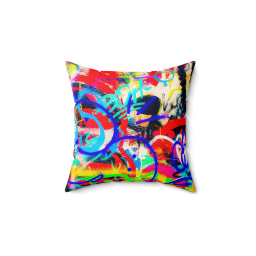 Vibrant graffiti-style pillow for urban home decor