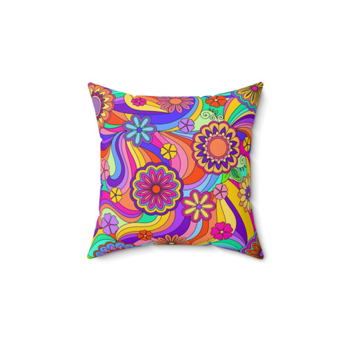 Colorful Psychedelic Flower Power Pillow