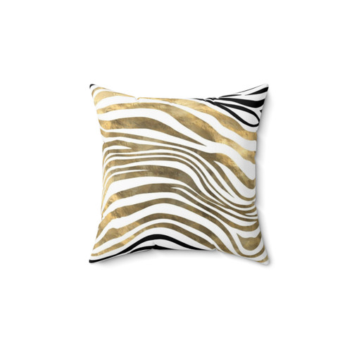 Elegant Zebra Stripe Throw Pillow with Gold Foil Accents