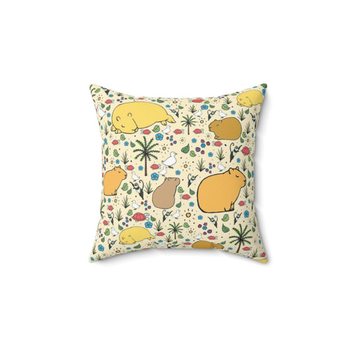 Capybara Pattern Gold Pillow