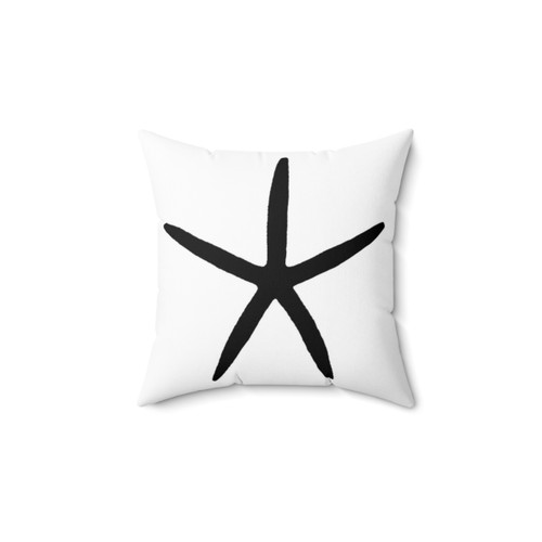 Coastal Minimalist Black and White Starfish Pillow