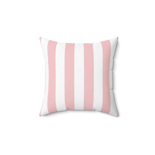 Pale Pink Rose and White Striped Pillow