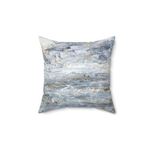 Abstract Seascape Throw Pillow in Grey and Blue