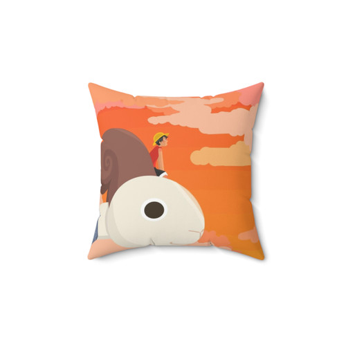 One Piece Luffy and Going Merry Sunset Sticker Pillow