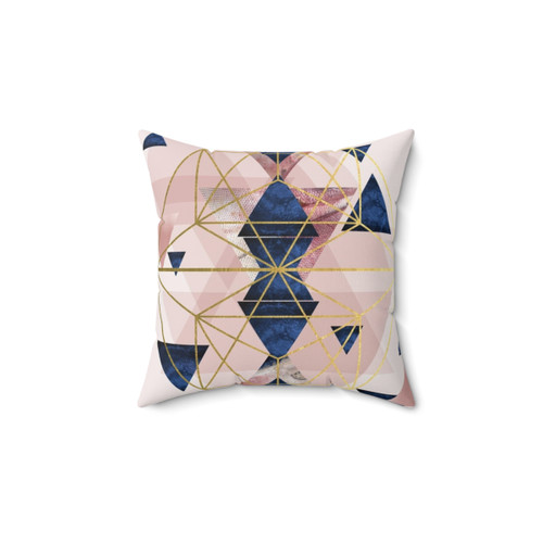 Blush Pink and Navy Geometric Throw Pillow