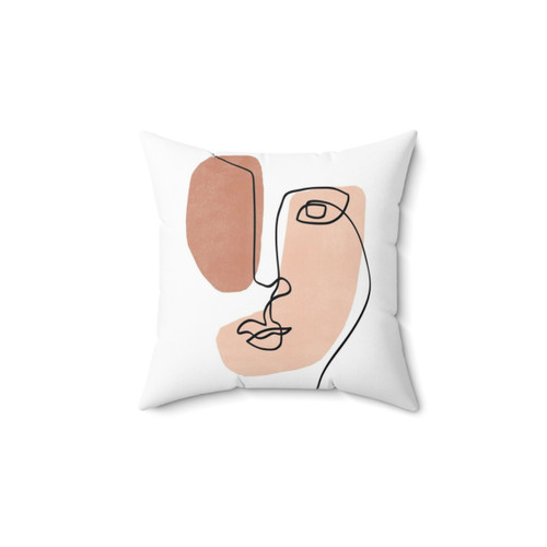 Abstract Face III Line Art Decorative Pillow