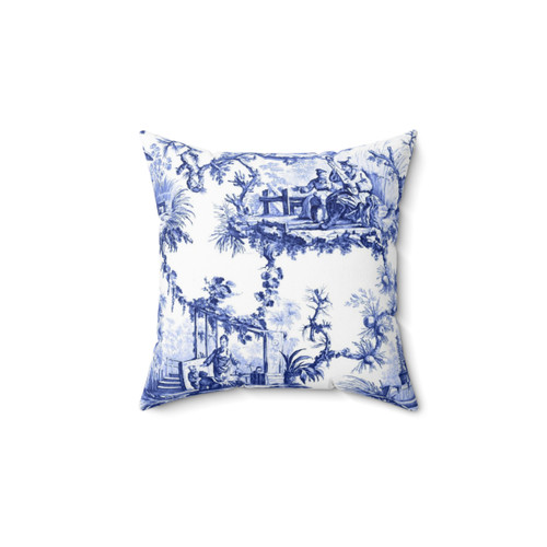Blue Chinoiserie Toile Decorative Pillow