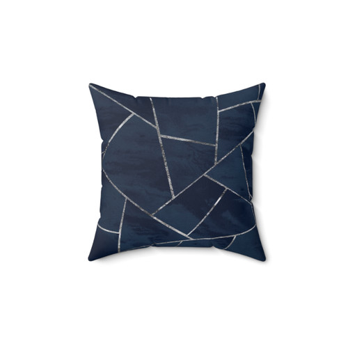 Midnight Navy Blue Geometric Glam Pillow