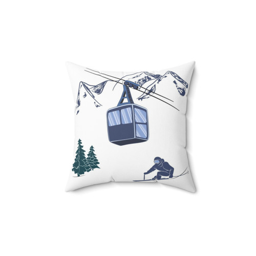 Ski Lift Winter Sports Scene Pillow