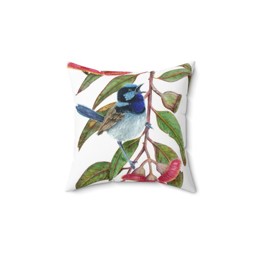 Splendid Fairywren Watercolor Throw Pillow