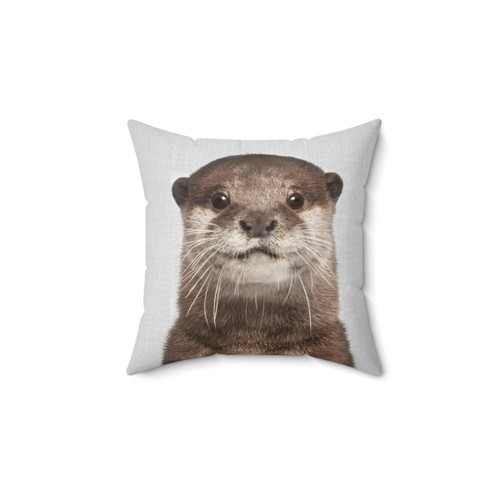 Colorful Otter Accent Pillow with Cute Animal Portrait