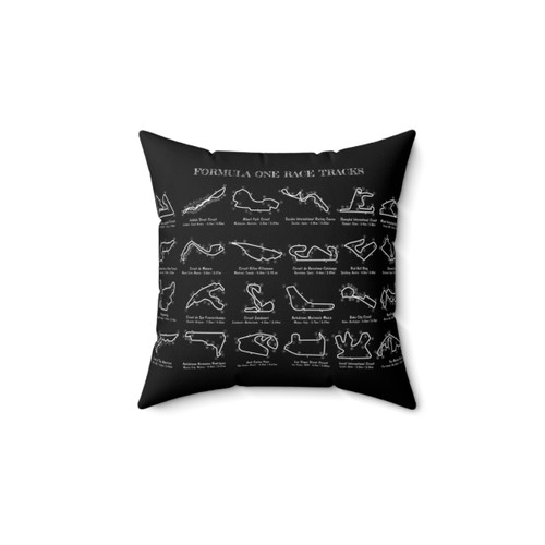 F1 Race Tracks White Stencil Design Pillow