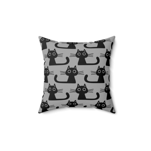 Cute Kitten Pillow with Spooky Black Cat Design