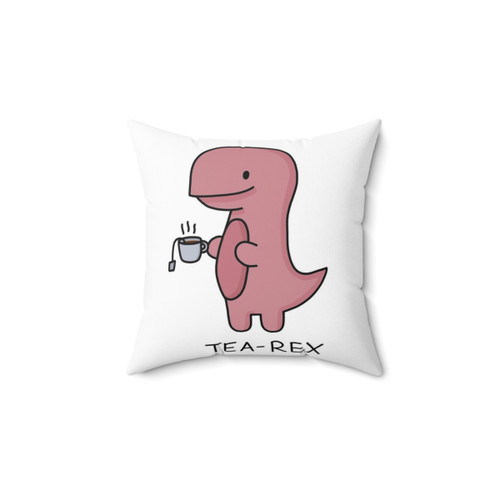 Cute 'Tea-Rex' Dinosaur Illustration Pillow