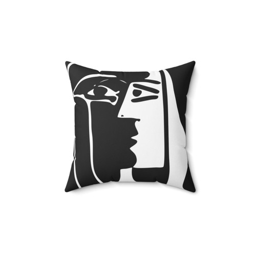 Black and White Faces Vector Art Pillow