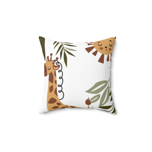 Boho Giraffe Decorative Pillow with Jungle Leaves