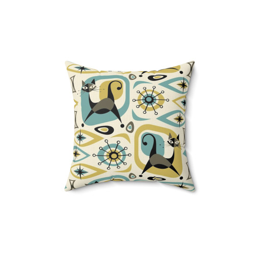 Mid Century Modern Cat Abstract Throw Pillow