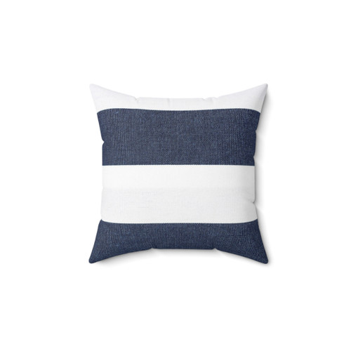 Navy Blue and White Striped Decorative Pillow