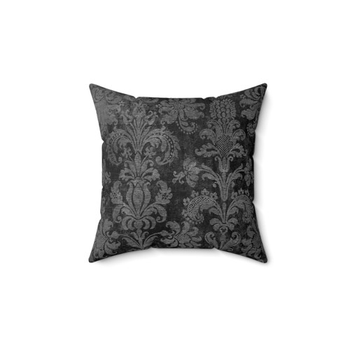 Black and Grey Damask Patterned Decorative Pillow