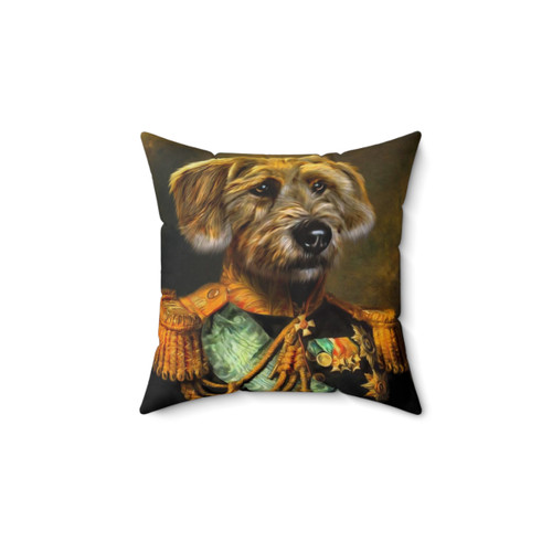 Anthropomorphic dog portrait pillow