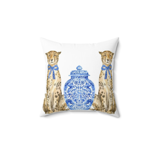 Chinoiserie Leopard Print Decorative Pillow