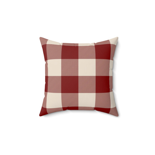 Buffalo Check Plaid Throw Pillow in Dark Red and Vintage White