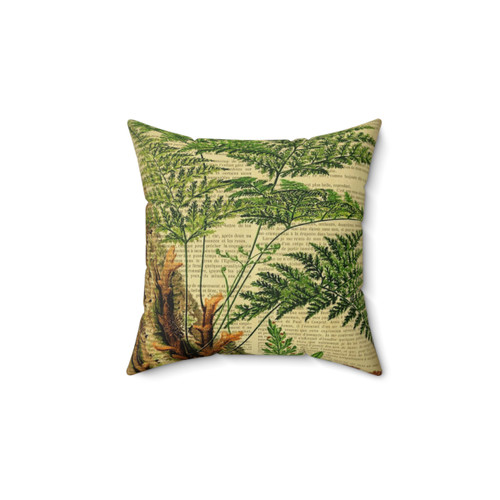 Botanical Fern Pillow on Vintage Book Page