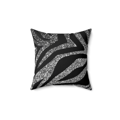 Glitter Zebra Print Decorative Pillow