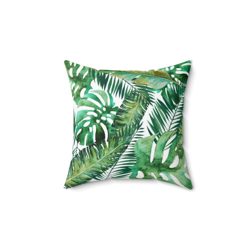 Tropical Monstera Banana Palm Leaf Decorative Pillow