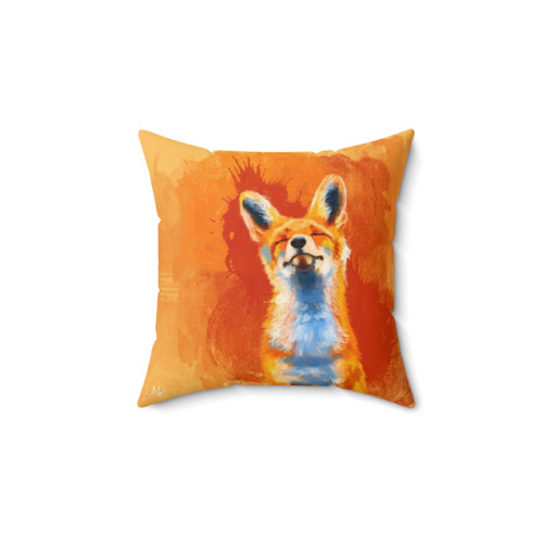 Happy Fox Illustrated Pillow