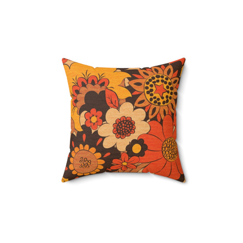 Retro 70s Flower Vase Decorative Pillow