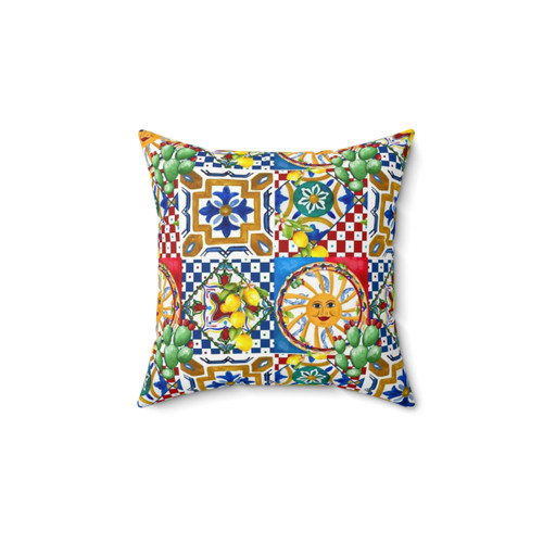 Sicilian Tiles Mosaic Decorative Pillow