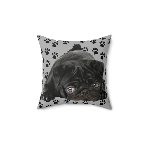 Adorable Black Pug Decorative Pillow