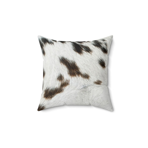Cruelty-Free Cowhide Pillow with Natural Tan, Black and White Pattern