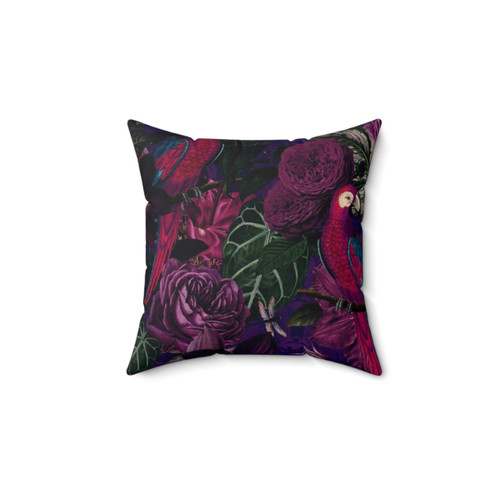 Tropical botanical bird illustration pillow