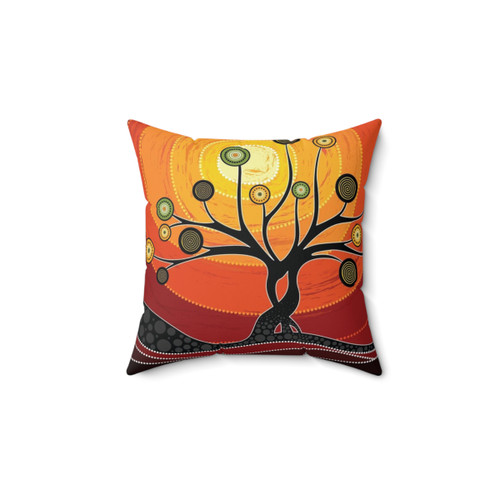 Warm Orange Aboriginal Art Decorative Pillow