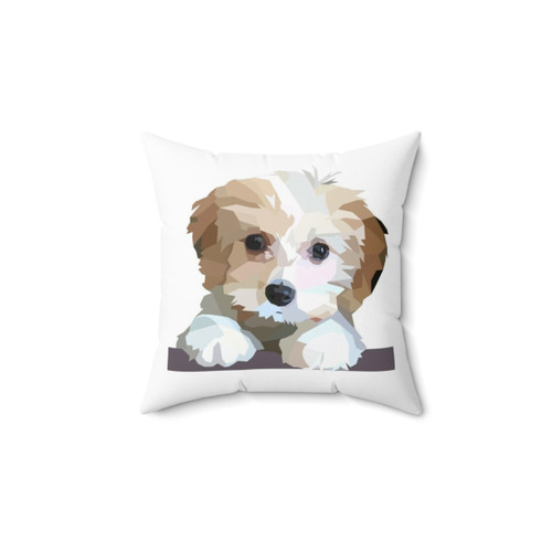 Cute Cavachon Dog Pillow with Geometric Pattern