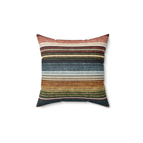 Serape Stripe Rust and Blue Decorative Pillow